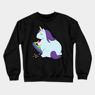 A Magical Mess Logo - Unicorn chomping on a rainbow Crewneck Sweatshirt